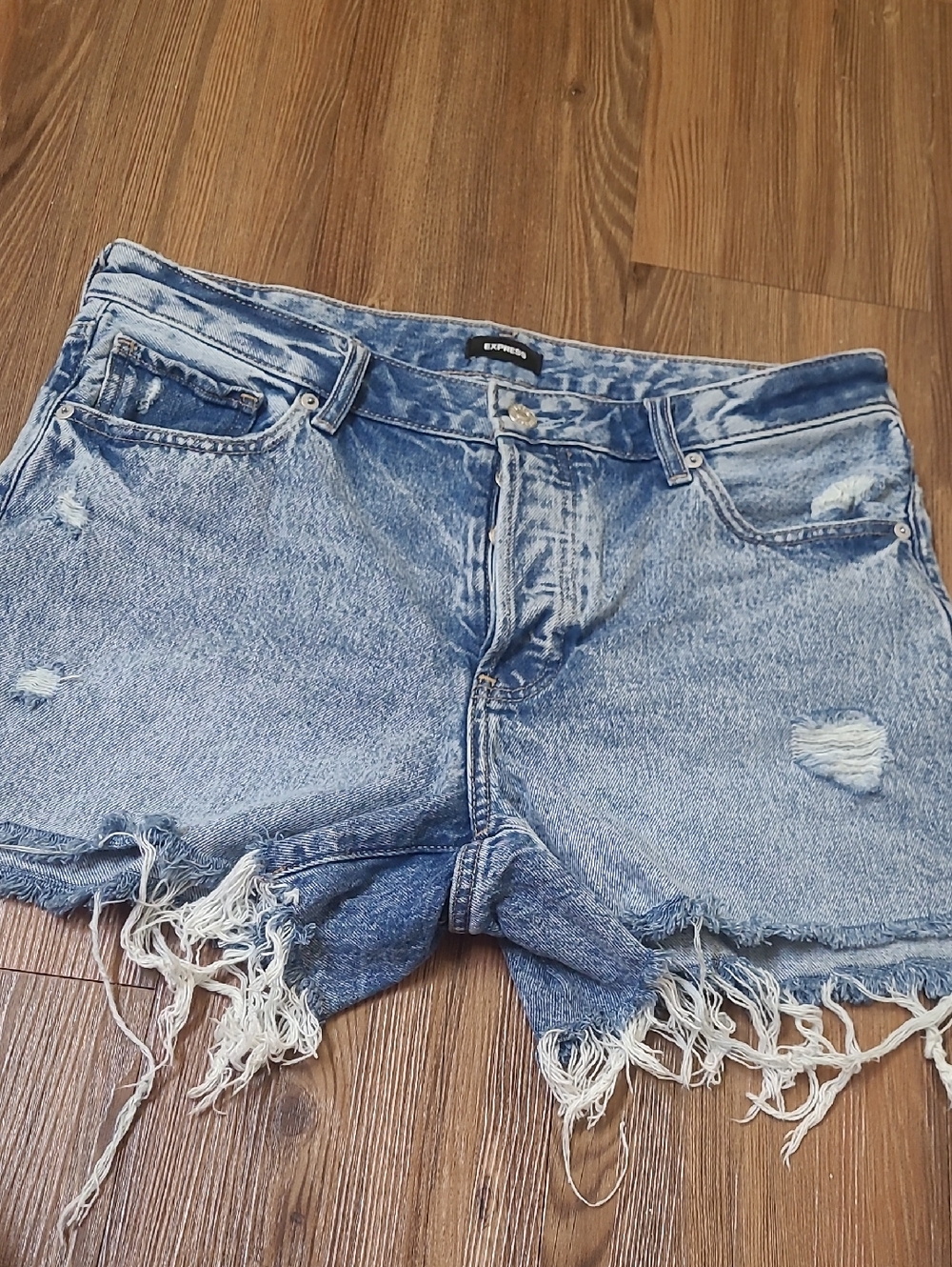 Express Distressed‎ Light Blue Denim Cutoff Shorts